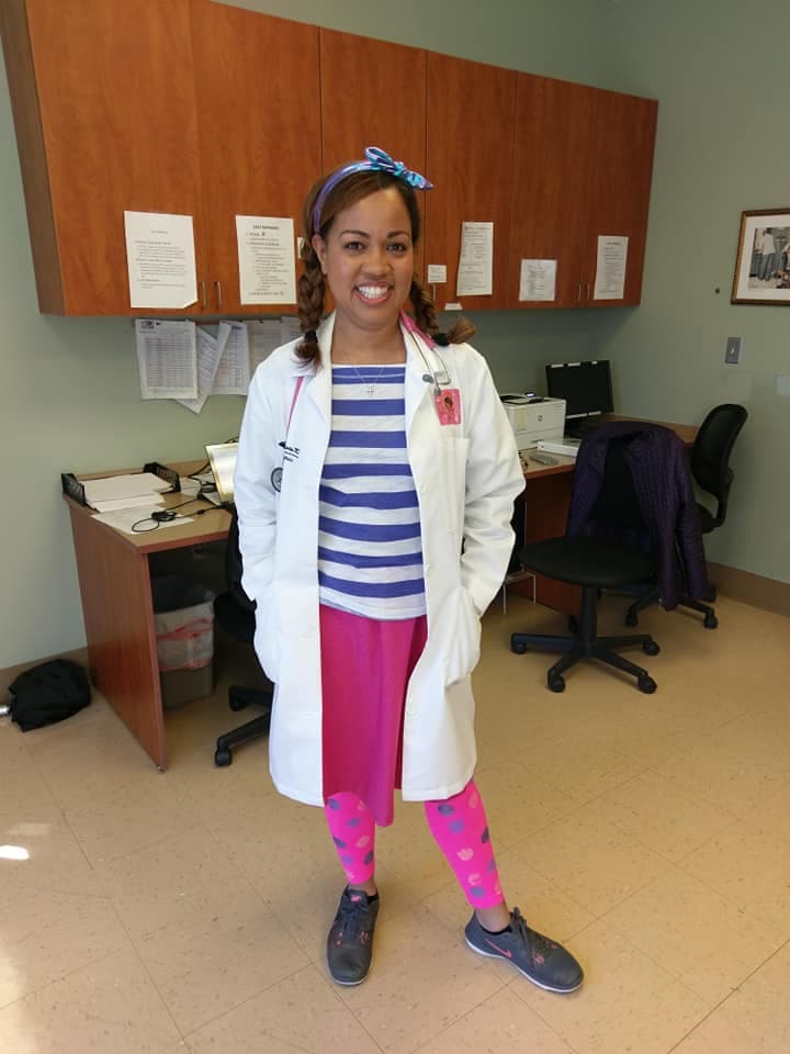 Dr. Scott dressed as Doc McStuffins for Halloween