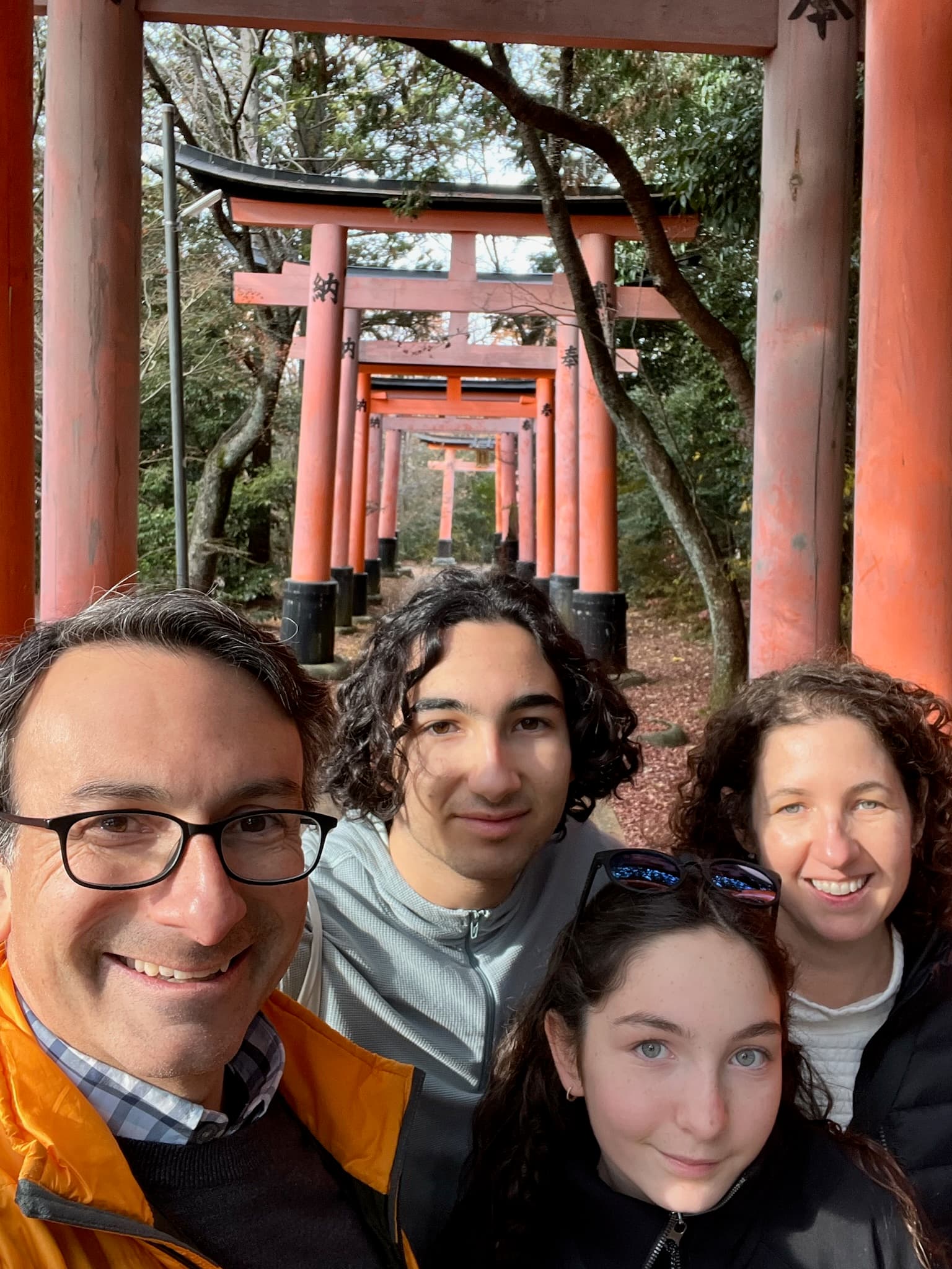 The Thompson family at a shrine in Japan